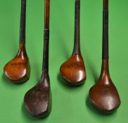4x various scare neck woods to incl a fine Auchterlonie light stained driver with good makers