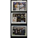 3x signed tennis photographs of 9x Wimbledon/Grand Slam winners to include Roger Federer and Andy