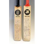2x official England and West Indies miniature signed cricket bats c1990s - both signed in ink to