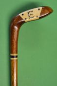 Good Sunday golf walking stick with handle in the shape of a long nose putter. Ivorine face insert