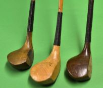 3x late scare neck woods to incl Anderson & Blythe dark stained persimmon driver and R Forgan