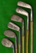 6x assorted irons to include jigger, cleek, mashies, mashie niblick and a niblick - makers include