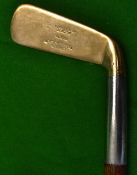 Fine Bussey & Co "Thistle" patent steel socket brass blade putter - fitted with replaced shaft and