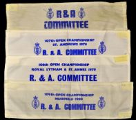 4x Official R & A Committee Open Golf Championship Armbands - for St Andrews '78, Royal Lytham '