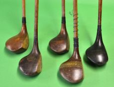 5x assorted large headed spoons and brassie woods to incl The Imperial Golf Co deep faced brassie, H
