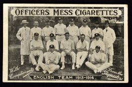 1913/1914 English cricket team tour to South Africa postcard - advertising Officers Mess