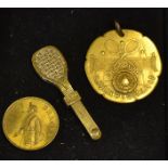 Interesting collection of early tennis items from 1880s onwards to incl Vic brass clip in the
