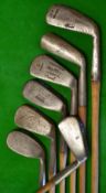 7x various irons mostly mashie, mashie niblicks and niblick together with a Sammy cleek with
