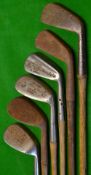 6x various irons - all in need of restoration to incl St Andrews Golf Co Maxwell mashie stamped L,
