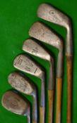 6x assorted golf irons to include driving cleek, smf mid iron, 2x mashies, mashie niblick and