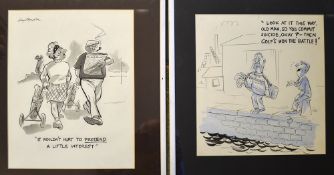 Houghton, George (1905-1993) - 2 original signed pen and ink golfing cartoon illustrations -