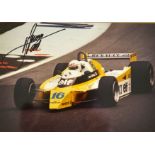 Formula One Motor Racing - 2x signed Formula 1 racing colour press photographs to incl Eddie