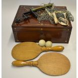 Table Tennis Set - comprising a pair of wooden table tennis bats with carefully turned handles