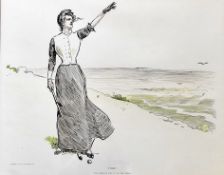 Life Publishing Co USA 3x hand coloured Gibson style golfing prints c1900 to incl "Fore! - The