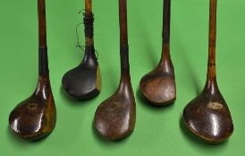 5x various scare neck and socket head woods  to incl Harry Crapper large headed driver, J Shanks
