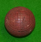 Unnamed red square line pattern guttie golf ball - retaining all of the original red finish - good