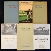 6x North East England golf club handbooks from the 1927 onwards by Robert HK Browning, Major SV