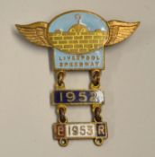 Scarce 1952 Liverpool Chads Speedway enamel members pin badge - complete with 2x members' bars for
