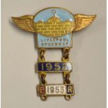 Scarce 1952 Liverpool Chads Speedway enamel members pin badge - complete with 2x members' bars for