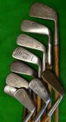 10x various golf irons - comprising mostly mashies and mid irons makers incl Tom Stewart,