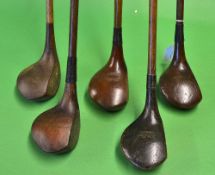 5x small socket head persimmon woods in varying condition - top incl Wm Parker Carnoustie and