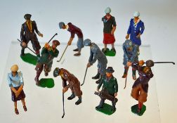 Collection of 10 various lead cold painted golfing figures - some with hinged arms to include 6x