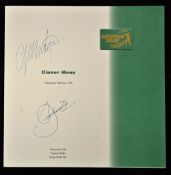 Rare 1998 European Tour Annual Awards Signed Dinner Menu - signed by Severiano Ballesteros and Colin