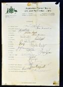 1981 Official Australian Cricket team signed sheet for UK and Sri Lanka tour fully signed by K