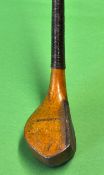 R Simpson Carnoustie bulger golden beech wood brassie c1890 - with full leather face insert and