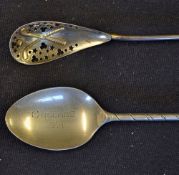 Rare American lemonade spoon decorated with cross golf clubs c1930 - fitted with a long hollow
