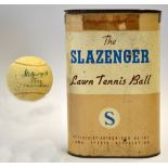 Scarce 1939 Slazenger oval, tin/cardboard lawn tennis ball box for 6 balls - c/w the original