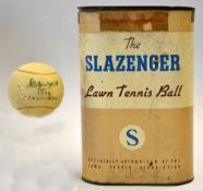 Scarce 1939 Slazenger oval, tin/cardboard lawn tennis ball box for 6 balls - c/w the original