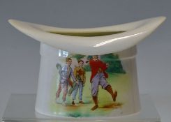 Large Foley China Co large top hat golfing decorated posy vase c1920- decorated with and painted