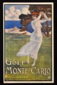 Rare and original Monte-Carlo advertising golfing postcard titled "Golf Monte Carlo" - unused