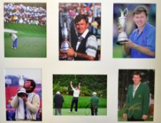 Nick Faldo - 6x Major Golf Winner - signed golf display comprising 6x original colour press