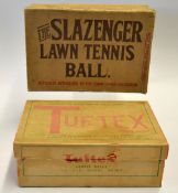 2x Interesting pre-1940s Lawn Tennis Ball Boxes to include a rare "Tuftex" tennis ball box for 6 c/w