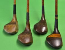 4x various sizeable and playable persimmon spoons and brassies - to incl 2x large head brassies