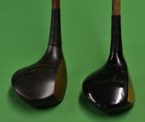 2x lofted socket head woods to incl J H Taylor black stained socket head spoon and a Finnegan's