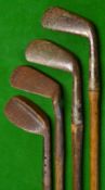 4x interesting irons - all in need of restoration to incl - Smith's Patent wing toed anti-shank,