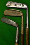 3x interesting putters to incl A.H Scott Elie Brodclair patent putter with a rounded grooved sole,