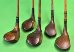 5x assorted large headed brassies and spoon woods to include The Victory brassie with white