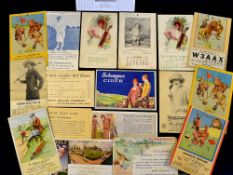 19x various American golfing advertising postcards, cards & blotters from the early 1900s onwards to