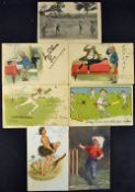 7x early various comical cartoon cricket postcards from the early 1900s to include 3x "Cricket