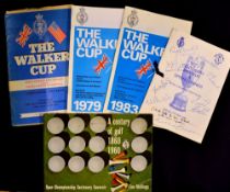 Collection of Walker Cup Programmes, and The Amateur Championship signed menu to incl St Andrews '71