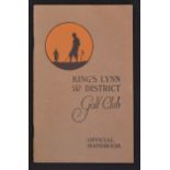 Kings Lynn & District Golf Club official handbook c1927 (unlisted) - with the original pictorial