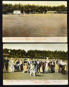 2x early South Africa cricket match coloured postcards c1905/06 to incl. one titled "Cricket at