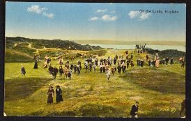 Scarce and early Royal Liverpool Golf Club coloured golfing postcard c1910 - featuring an
