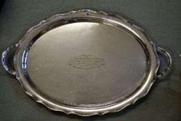 1924/25 Herbert Sutcliffe - England & Yorkshire Cricketer - fine and large engraved silver plated