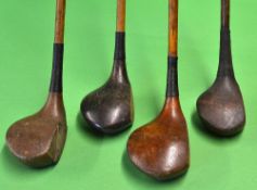 4x assorted persimmon woods to incl a large headed bulger driver (shortened), 2x other drivers