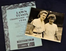 1946 Wimbledon Ladies Champion - a signed photograph and programme -signed by the Ladies Champion